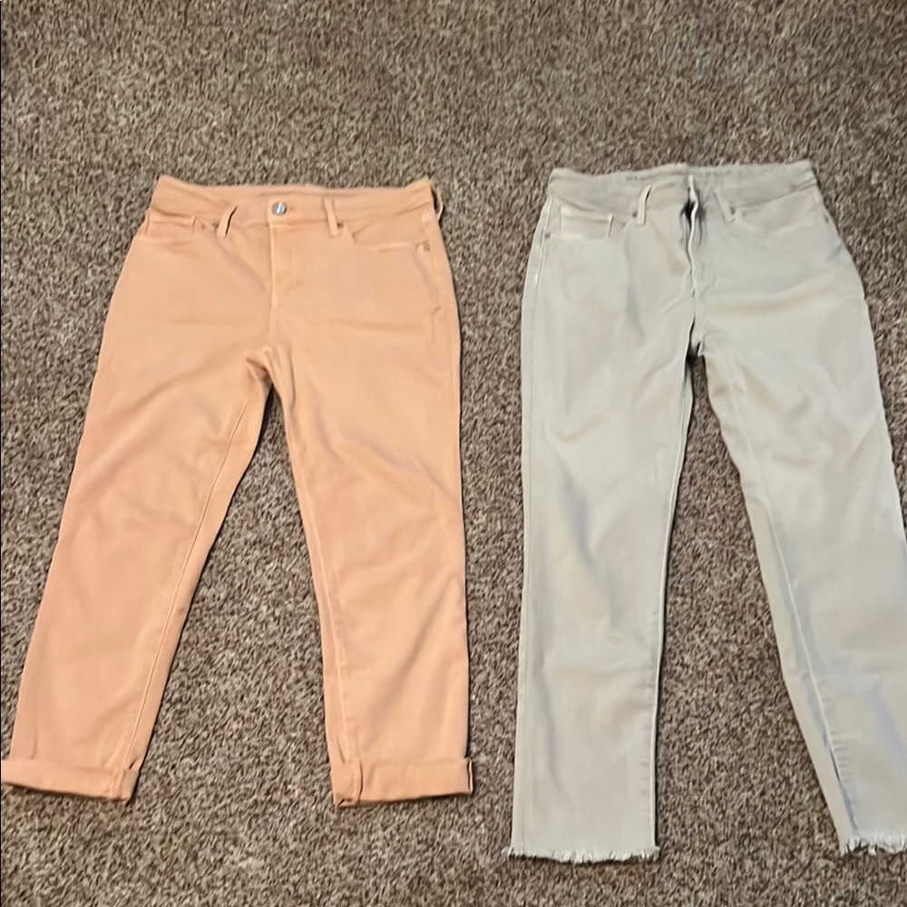 Chico’s Women's Jeans in peach color and khaki tan color